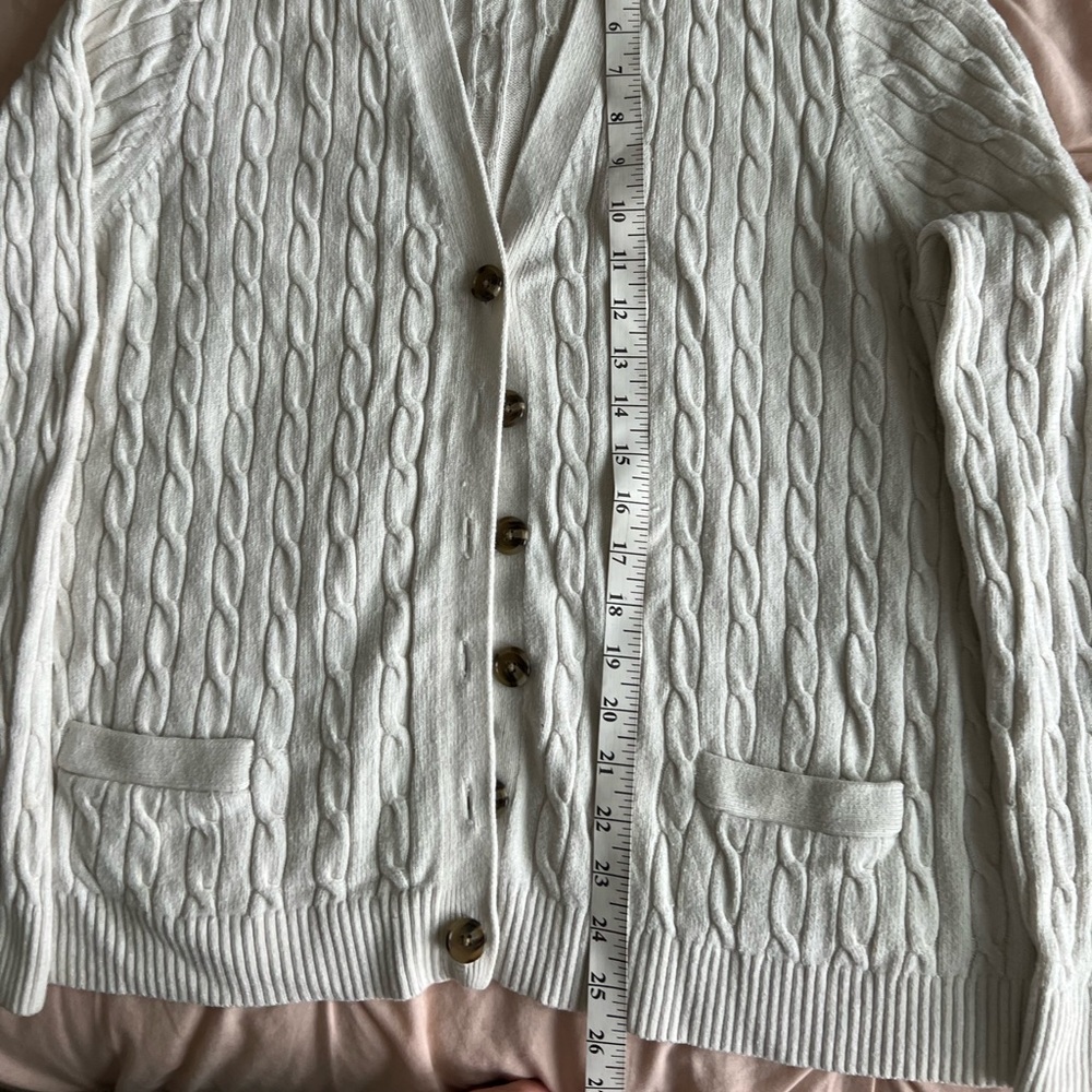 Lands' End Cream Cable Knit Cardigan